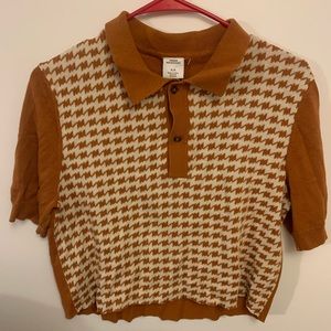 Urban Outfitters Orange/Brown Collared Cropped Top Medium